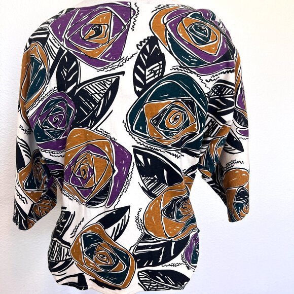 90's NWT Jerico Women's Crop Blouse - Size Medium - Abstract Print - Picture 6 of 10